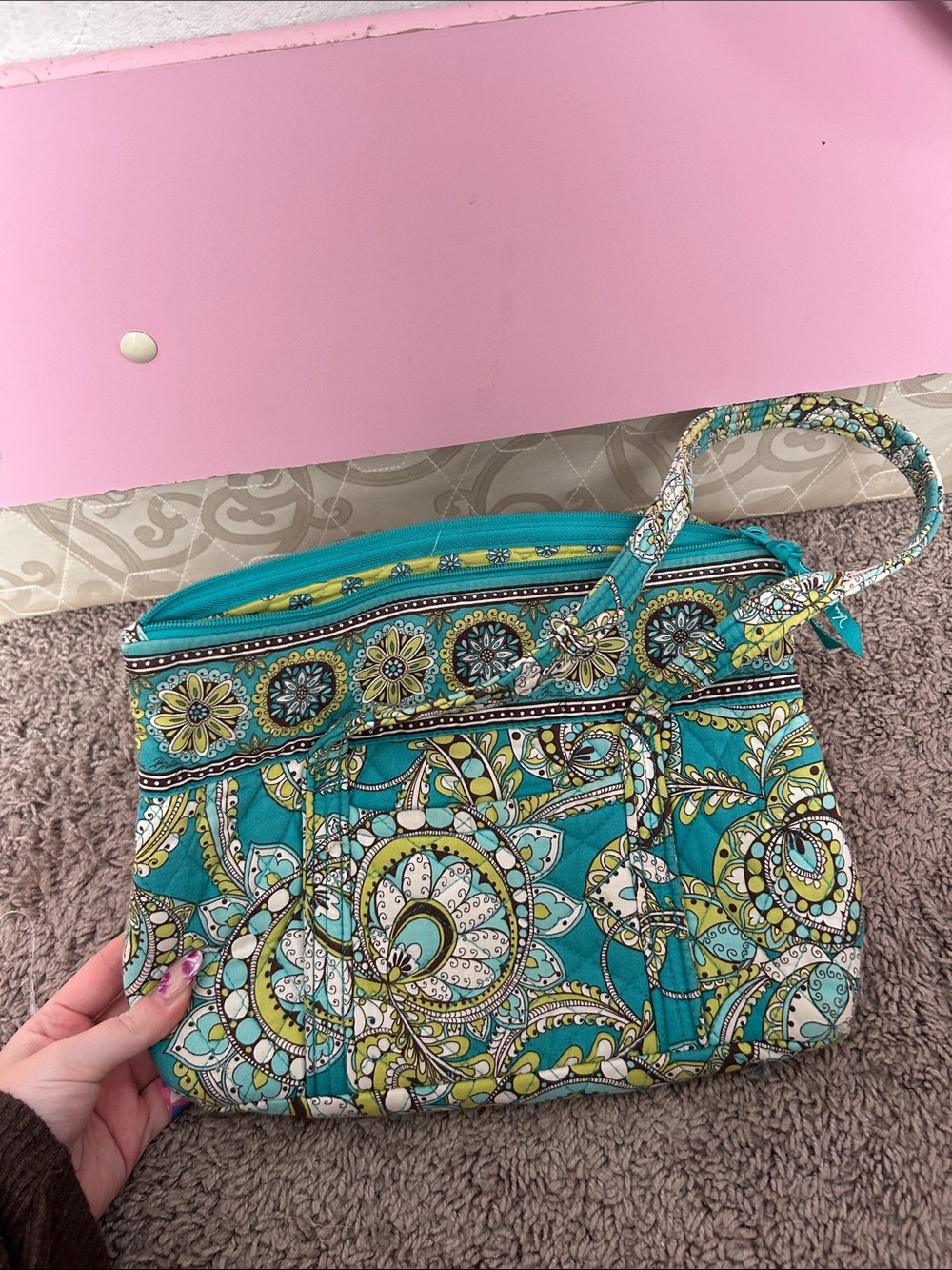 Vera Bradley Turquoise Paisley Quilted Wristlet